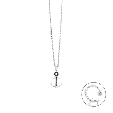 Collana Paciotti 4US ancora in acciaio e zirconi neri MISURA UNICA