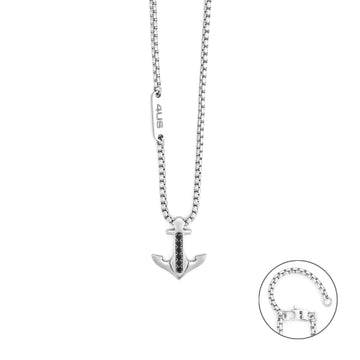 Collana Paciotti 4US ancora in acciaio e zirconi neri MISURA UNICA