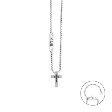 Collana Paciotti 4US croce in acciaio e zirconi neri MISURA UNICA