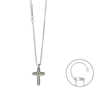 Collana Paciotti 4US acciaio lucido croce con oro e spinello MISURA UNICA
