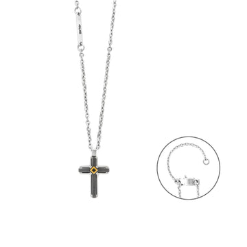 Collana Paciotti 4US croce in acciaio nero con oro e spinello MISURA UNICA
