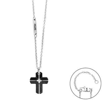 Collana con pendente Paciotti 4US acciaio pvd nero con croce MISURA UNICA