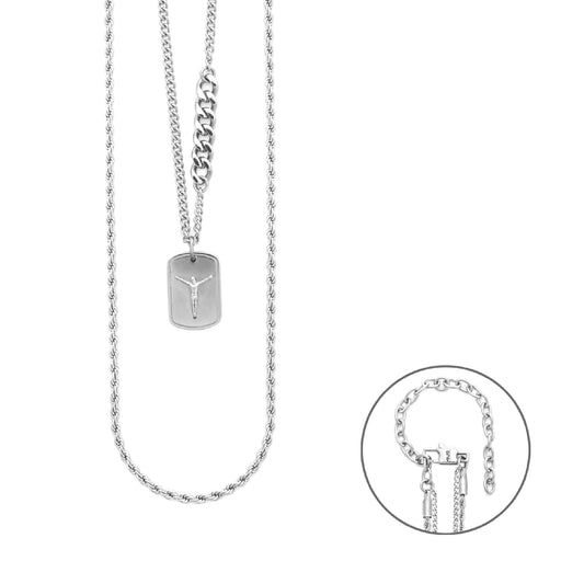 Collana multifilo Paciotti 4US acciaio con targa crocifisso MISURA UNICA