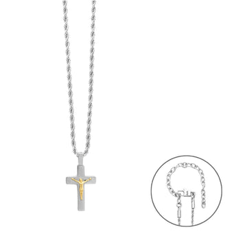 Collana Paciotti 4US acciaio pvd oro con crocifisso MISURA UNICA