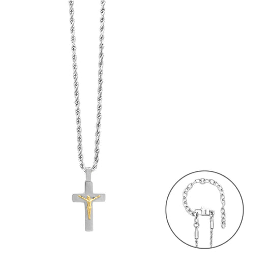 Collana Paciotti 4US acciaio pvd oro con crocifisso MISURA UNICA