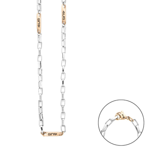 Collana catena Paciotti 4US acciaio lucido pvd oro rosa MISURA UNICA