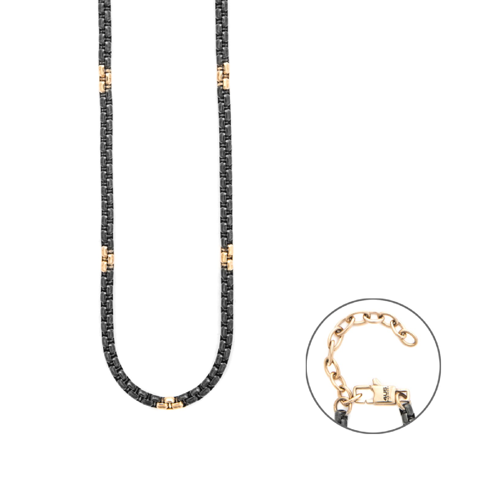Collana Paciotti 4US acciaio pvd gun oro rosa con catena lunga MISURA UNICA