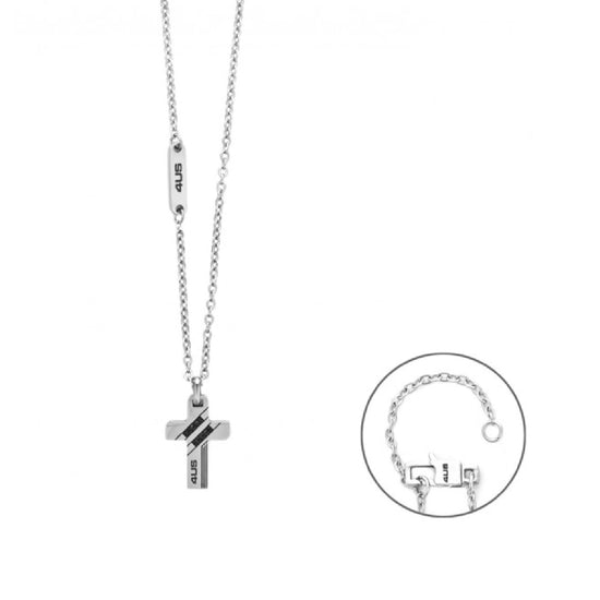 Collana catena Paciotti 4US Classic in acciaio zirconi croce MISURA UNICA