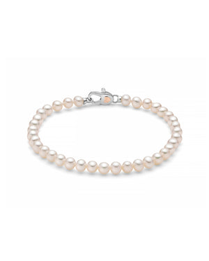 Bracciale donna Miluna Bracciali Perle Con Chiusura filo di perle vere bianche 4,5/5, elementi in argento 925 e oro bianco PBR3375
