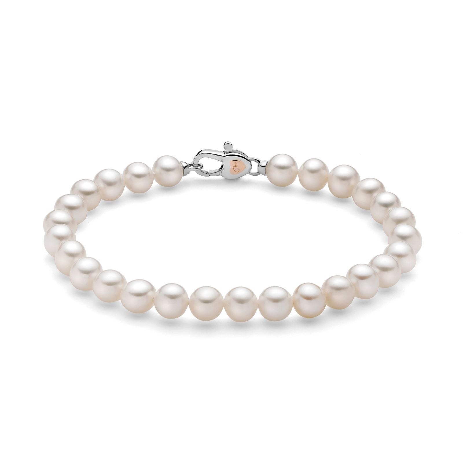 Bracciale donna Miluna Perle Con Chiusura perle 6/6,5, argento e cuore oro PBR3376-1