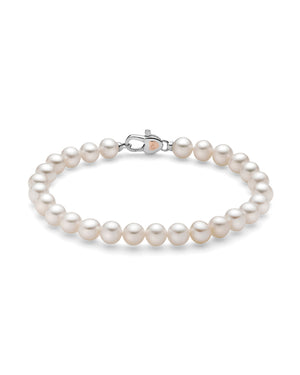 Bracciale donna Miluna Bracciali Perle Con Chiusura filo di perle vere bianche 6/6,5, elementi in argento 925 e oro bianco PBR3376