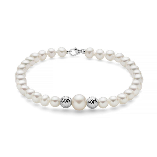 Bracciale donna Miluna Perle 375 oro bianco 2 boule e perle 5/5,6 e di 7,5/8 PBR3514BX-1
