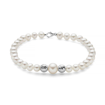 Bracciale donna Miluna Perle 375 oro bianco 2 boule e perle 5/5,6 e di 7,5/8 PBR3514BX-1