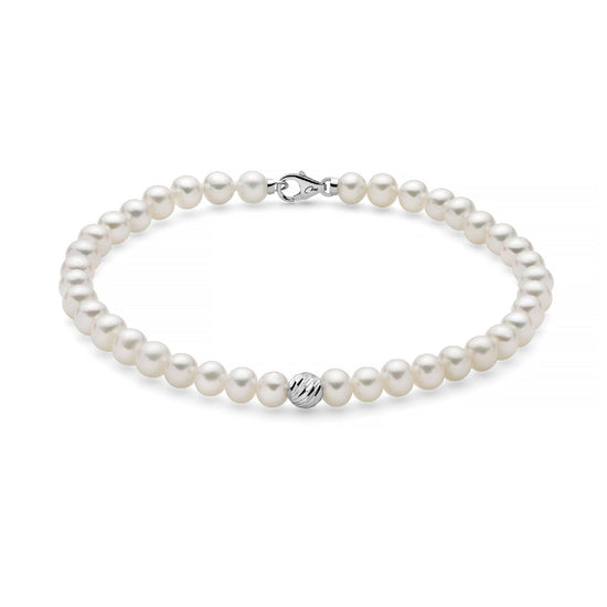 Bracciale donna Miluna Perle 375 oro bianco una boule e perle 4/4,5 PBR3545BX-1