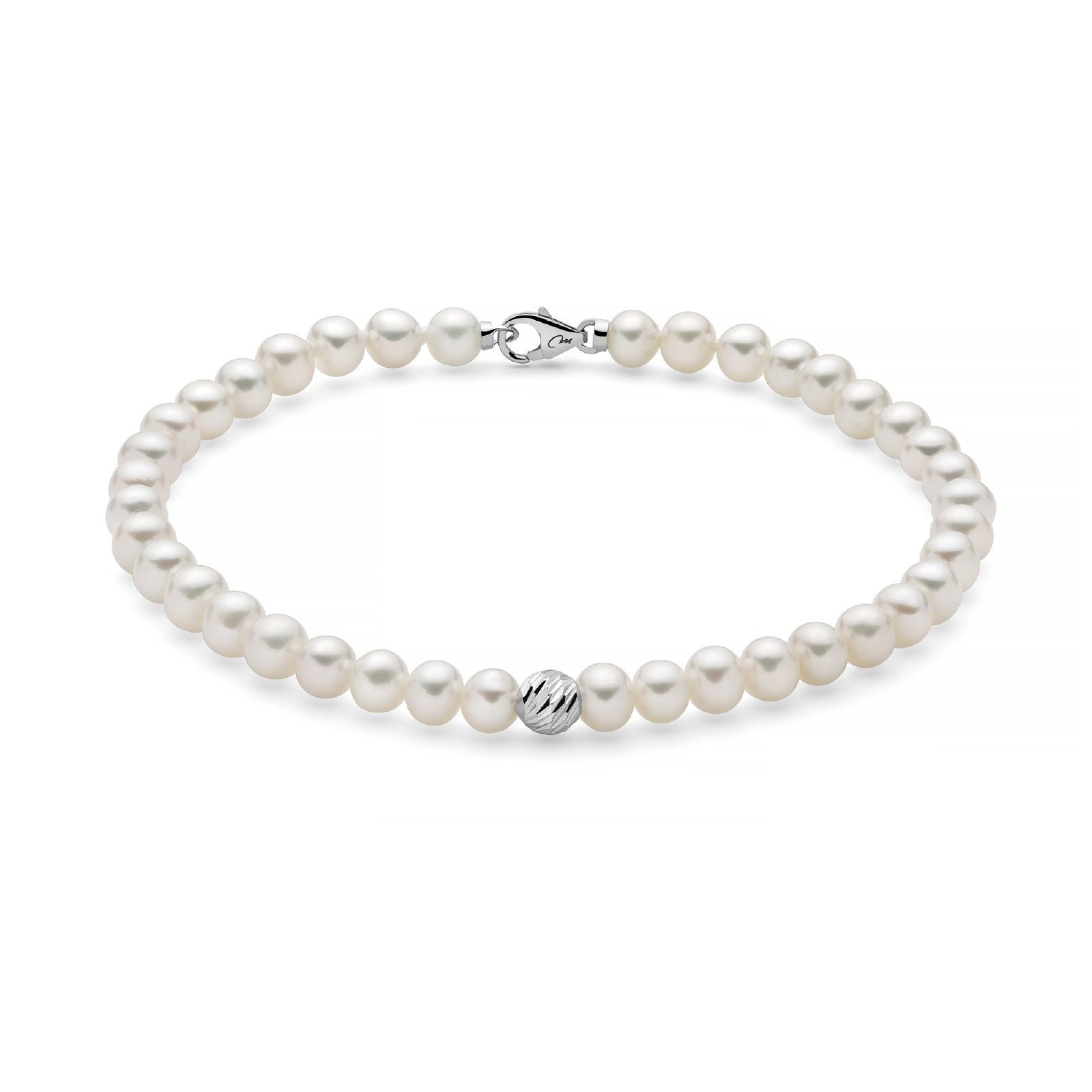 Bracciale donna Miluna Perle 375 oro bianco una boule e perle 4/4,5 PBR3545BX-1