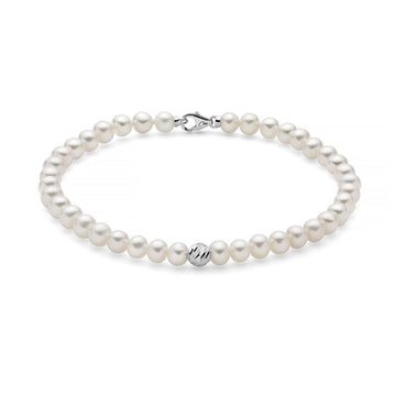 Bracciale donna Miluna Perle 375 oro bianco una boule e perle 4/4,5 PBR3545BX-1