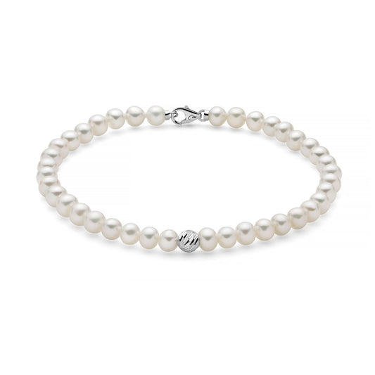 Bracciale donna Miluna Perle 375 oro bianco una boule e perle 4/4,5 PBR3545BX-1