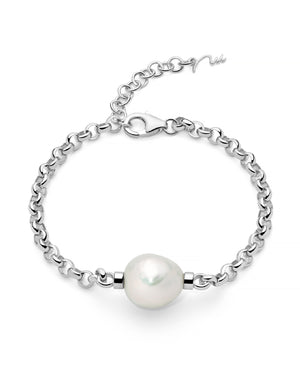 Bracciale catena da donna Miluna Giochi Di Perle in argento 925 con perla al centro di 12/14 di diametro PBR3546B