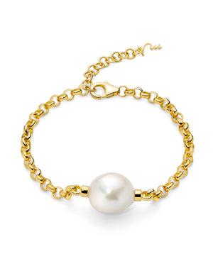 Bracciale catena da donna Miluna Giochi Di Perle in argento 925 dorato con perla al centro di 12/14 di diametro PBR3546G