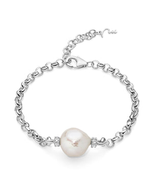 Bracciale catena da donna Miluna Giochi Di Perle in argento 925 con perla di 12/14 e topazi di 0,4ct PBR3547B