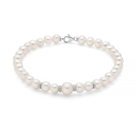 Bracciale donna Miluna Perle Boule e Fantasia oro bianco con perle e diamanti di 0,0168ct PBR3551-1