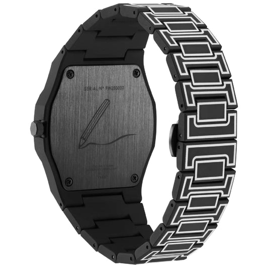 Orologio uomo solo tempo D1 Milano Polycarbon policarbonato nero linee bianche 40,5mm PCBJ33-2