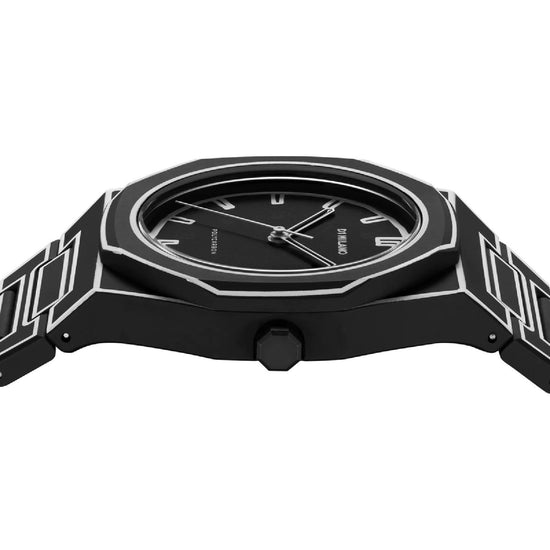 Orologio uomo solo tempo D1 Milano Polycarbon policarbonato nero linee bianche 40,5mm PCBJ33-4