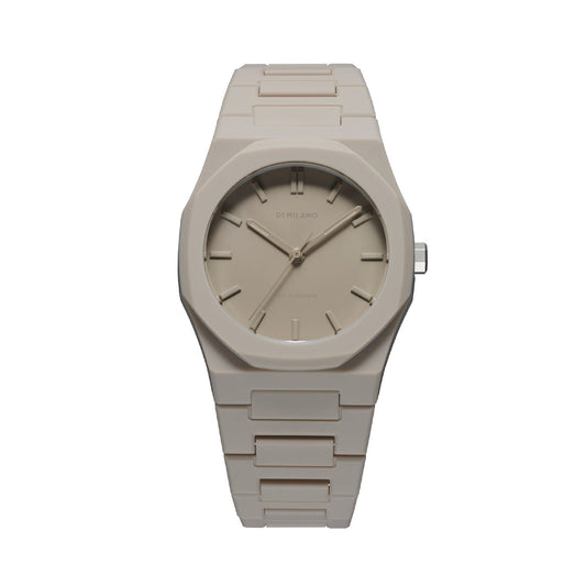 Orologio solo tempo D1 Milano Teal unisex in policarbonato beige cassa 37mm PCBU06-1