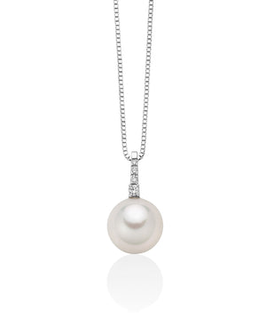 Collana con pendente da donna Miluna Collier di Perle in oro bianco 18kt con 4 diamanti 0,035 e perla di 8,5/9 PCL5850