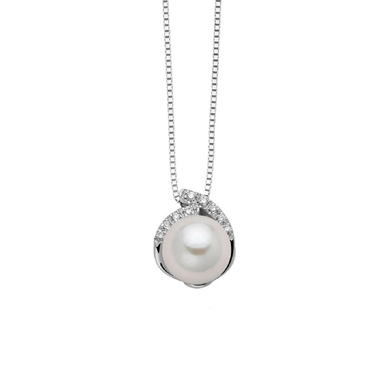 Collana donna Nimei in oro bianco perla Akoya 8-8,5mm e diamante 0,0515ct PCL6421-1