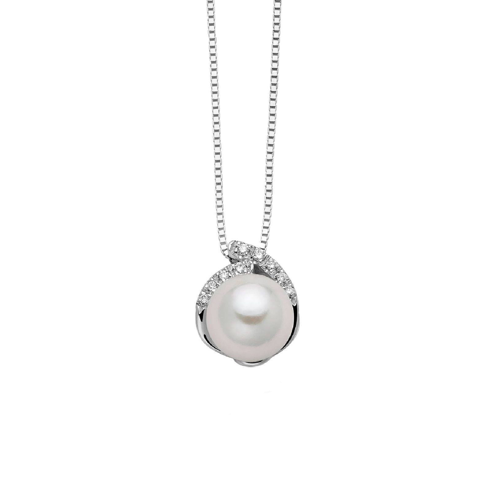 Collana donna Nimei in oro bianco perla Akoya 8-8,5mm e diamante 0,0515ct PCL6421-1