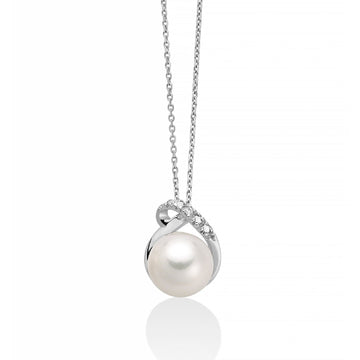 Collana donna Miluna Collier di Perle oro bianco diamante 0,04ct e perla 7,5/8 PCL6425-1