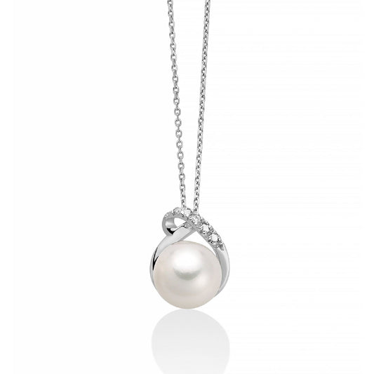 Collana donna Miluna Collier di Perle oro bianco diamante 0,04ct e perla 7,5/8 PCL6425-1