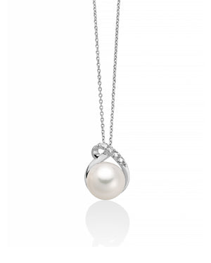 Collana con pendente da donna Miluna Collier di Perle in oro bianco 18kt con un diamante 0,04 e perla di 7,5/8 PCL6425