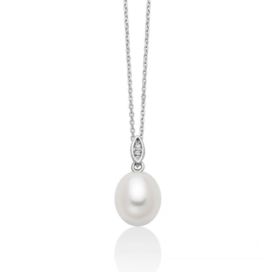 Collana donna Miluna Perle 375 oro bianco diamanti 0,0056ct perla di 7/7,5 PCL6511X-1