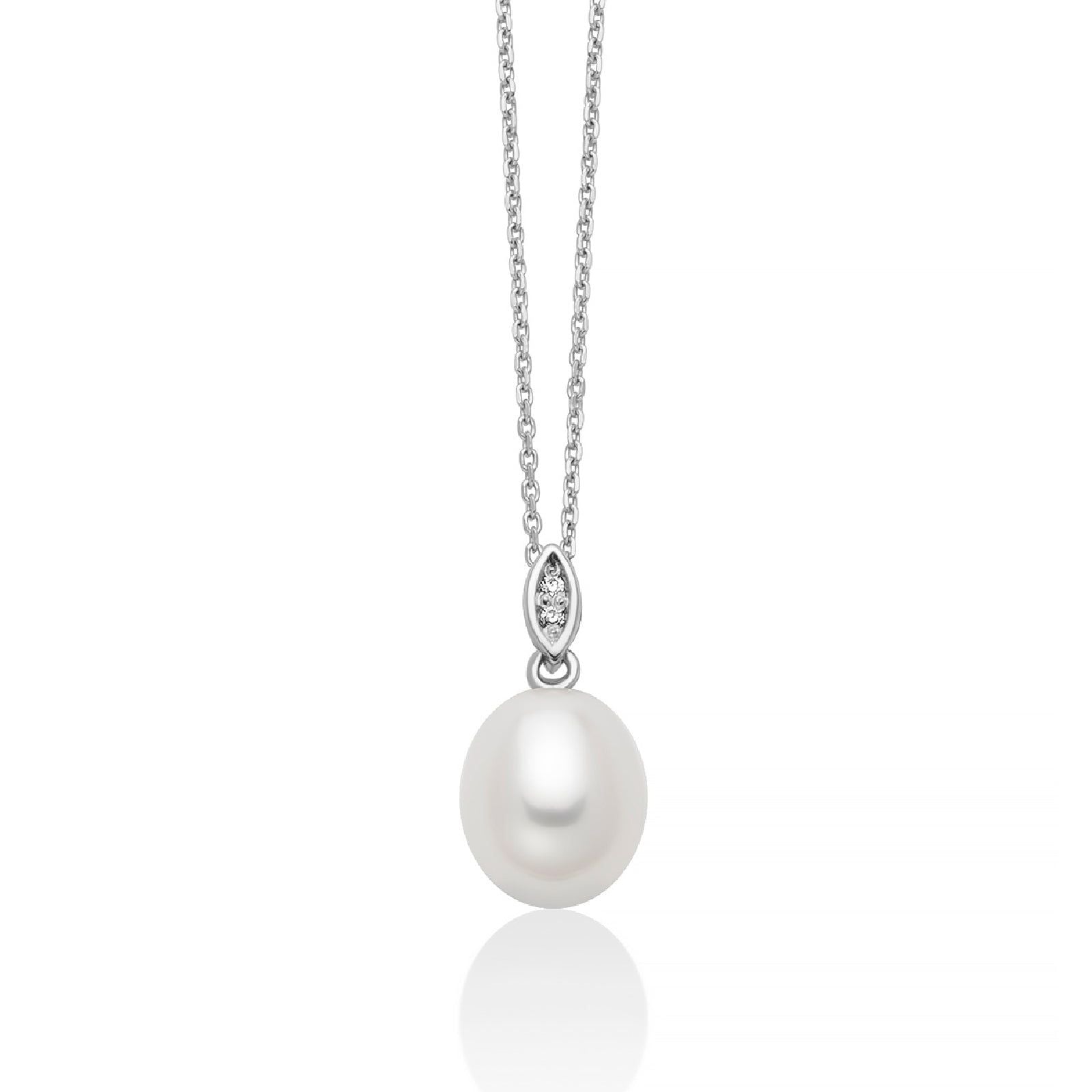 Collana donna Miluna Perle 375 oro bianco diamanti 0,0056ct perla di 7/7,5 PCL6511X-1