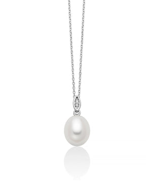 Collana girocollo da donna Miluna Perle 375 in oro bianco 9kt con due diamanti 0,0056ct e perla di 7/7,5 PCL6511X