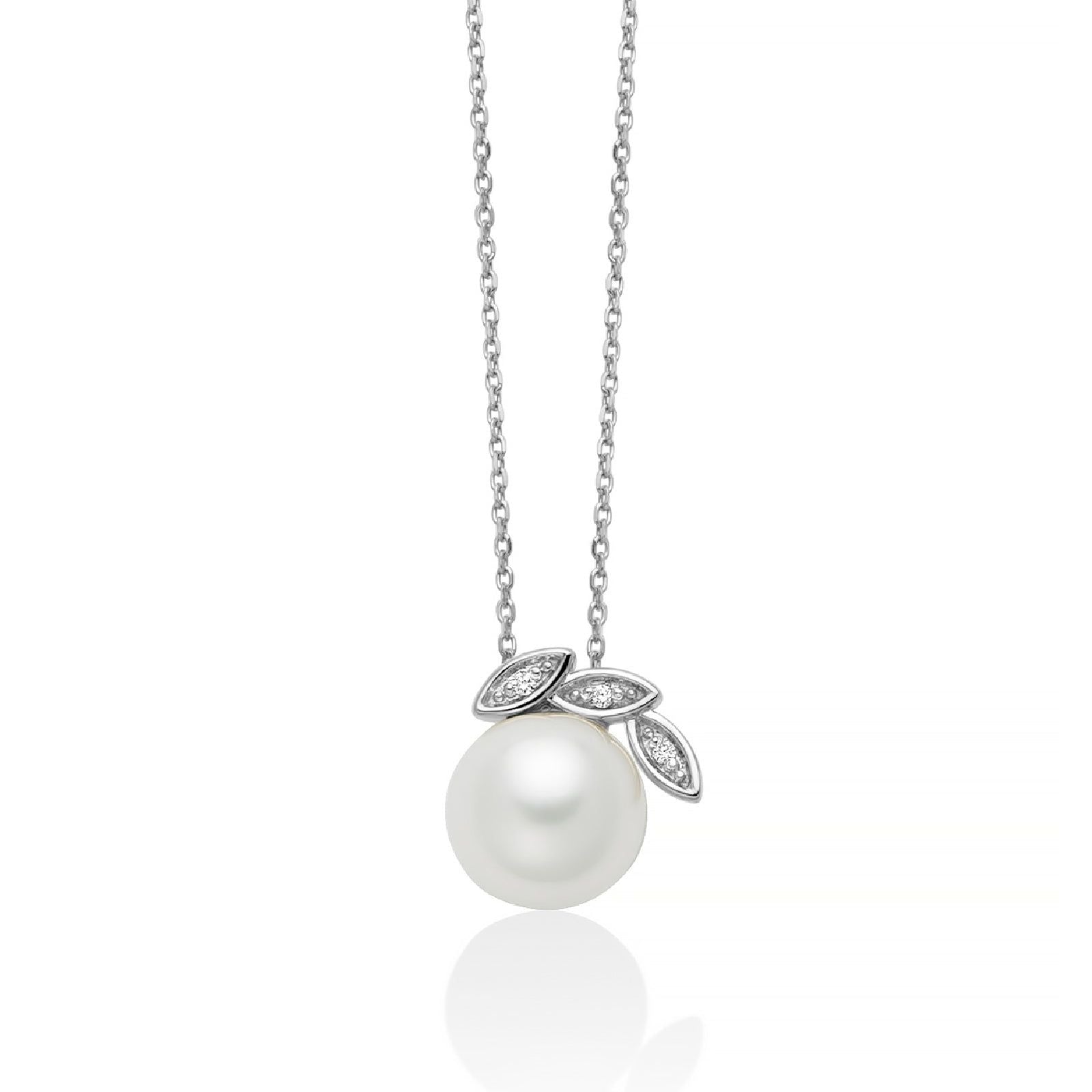 Collana donna Miluna Perle 375 oro bianco diamanti 0,0084ct perla di 7,7/8 PCL6513X-1