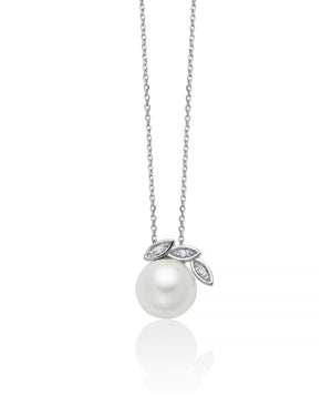 Collana girocollo da donna Miluna Perle 375 in oro bianco 9kt con tre diamanti 0,0084ct e perla di 7,5/8 PCL6513X