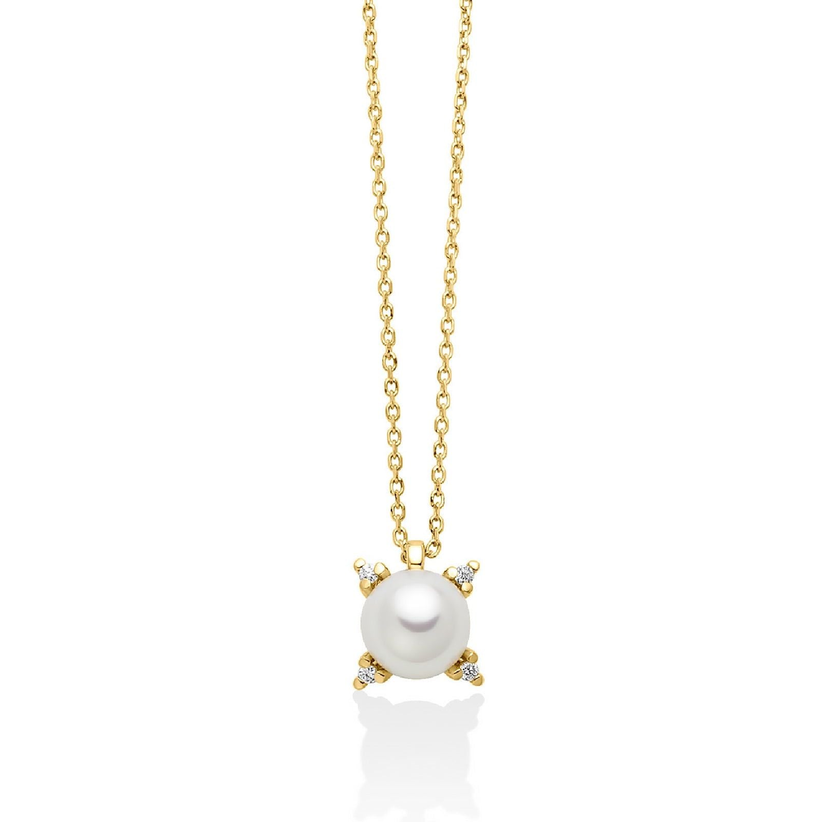 Collana donna Miluna Perle 375 oro giallo diamanti 0,0132ct perla di 5/5,5 PCL6514X-1
