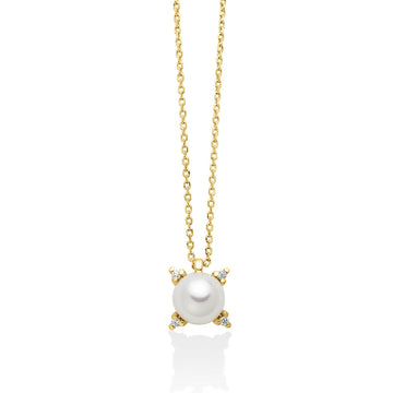 Collana donna Miluna Perle 375 oro giallo diamanti 0,0132ct perla di 5/5,5 PCL6514X-1