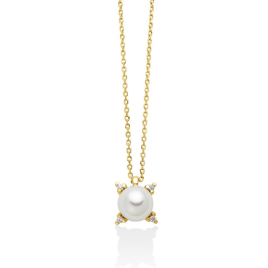 Collana donna Miluna Perle 375 oro giallo diamanti 0,0132ct perla di 5/5,5 PCL6514X-1