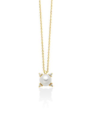 Collana girocollo da donna Miluna Perle 375 in oro giallo 9kt con 4 diamanti 0,0132ct e perla di 5/5,5 PCL6514X