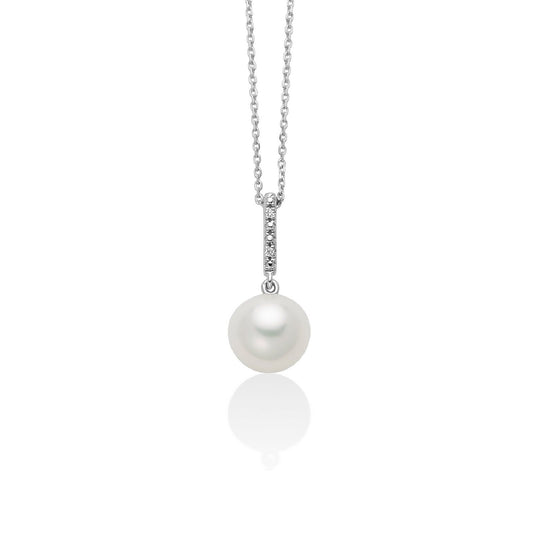 Collana pendente donna Miluna Perle 375 oro bianco diamanti 0,0056ct perla7/7,5 PCL6516X-1