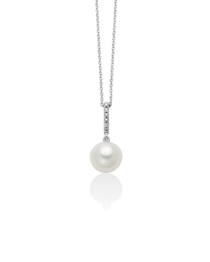 Collana girocollo da donna Miluna Perle 375 in oro bianco 9kt con due diamanti 0,0056ct e perla di 7/7,5 PCL6516X