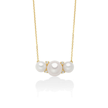 Collana donna Miluna Perle 375 oro giallo diamanti 0,0192ct e tre perle PCL6518X-1