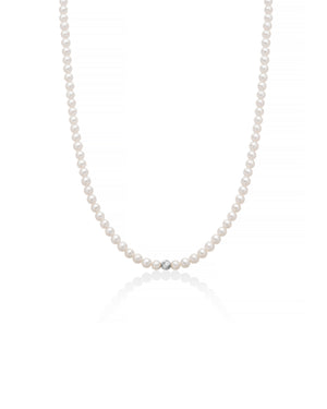 Collana girocollo da donna Miluna Perle 375 con filo di perle 4/4,5 e boule in oro bianco 9kt PCL6535BX