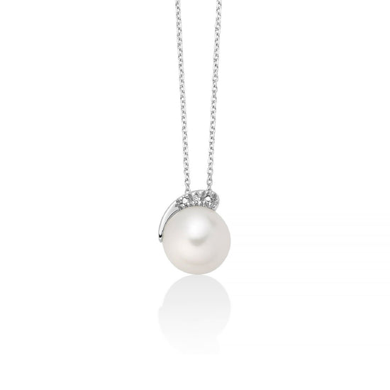Collana donna Miluna Collier di Perle oro bianco un diamante 0,004ct e perla 8/8,5 PCL6554-1