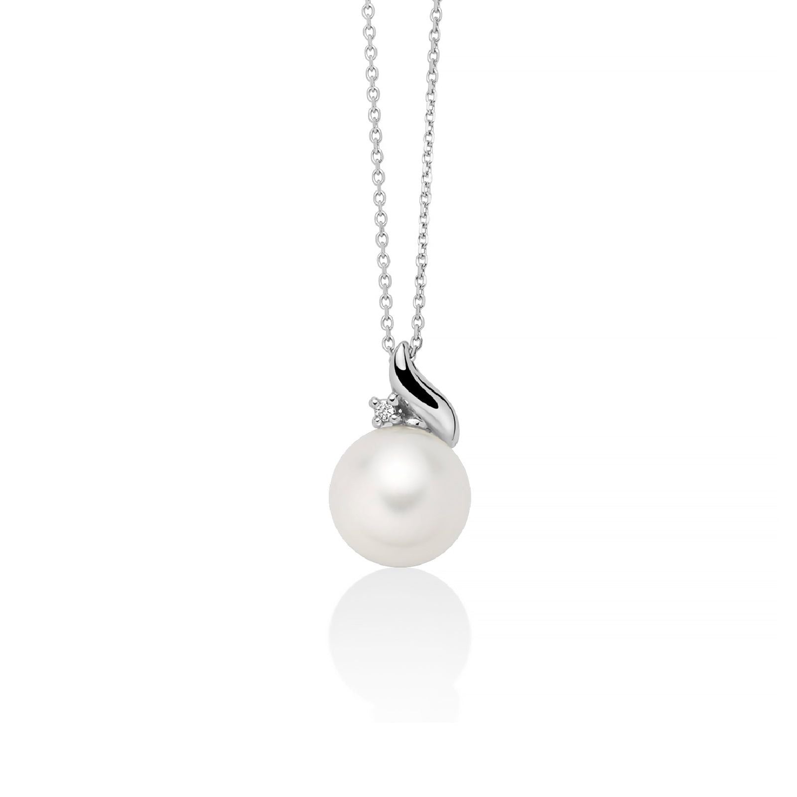 Collana donna Miluna Collier di Perle oro bianco un diamante 0,007ct e perla 8/8,6 PCL6556-1