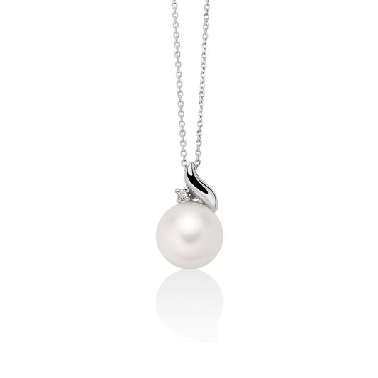 Collana donna Miluna Collier di Perle oro bianco un diamante 0,007ct e perla 8/8,6 PCL6556-1